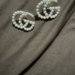 Gucci Pearl Embellished Logo Earrings